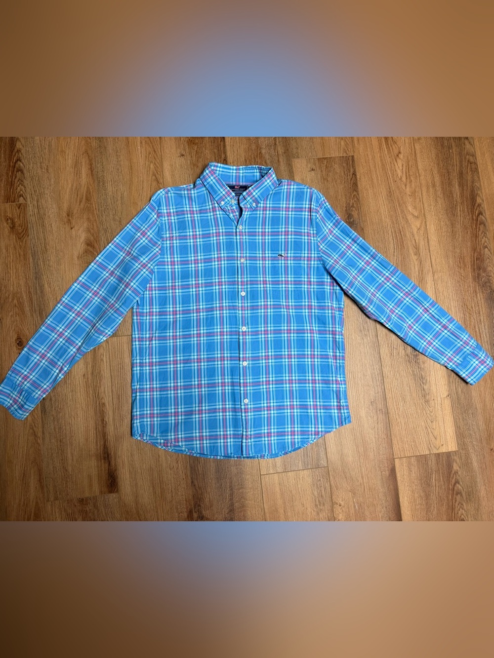Vineyard Vines Tucker Shirt Button Down Men’s M Blue Plaid Preppy Fall Tartan